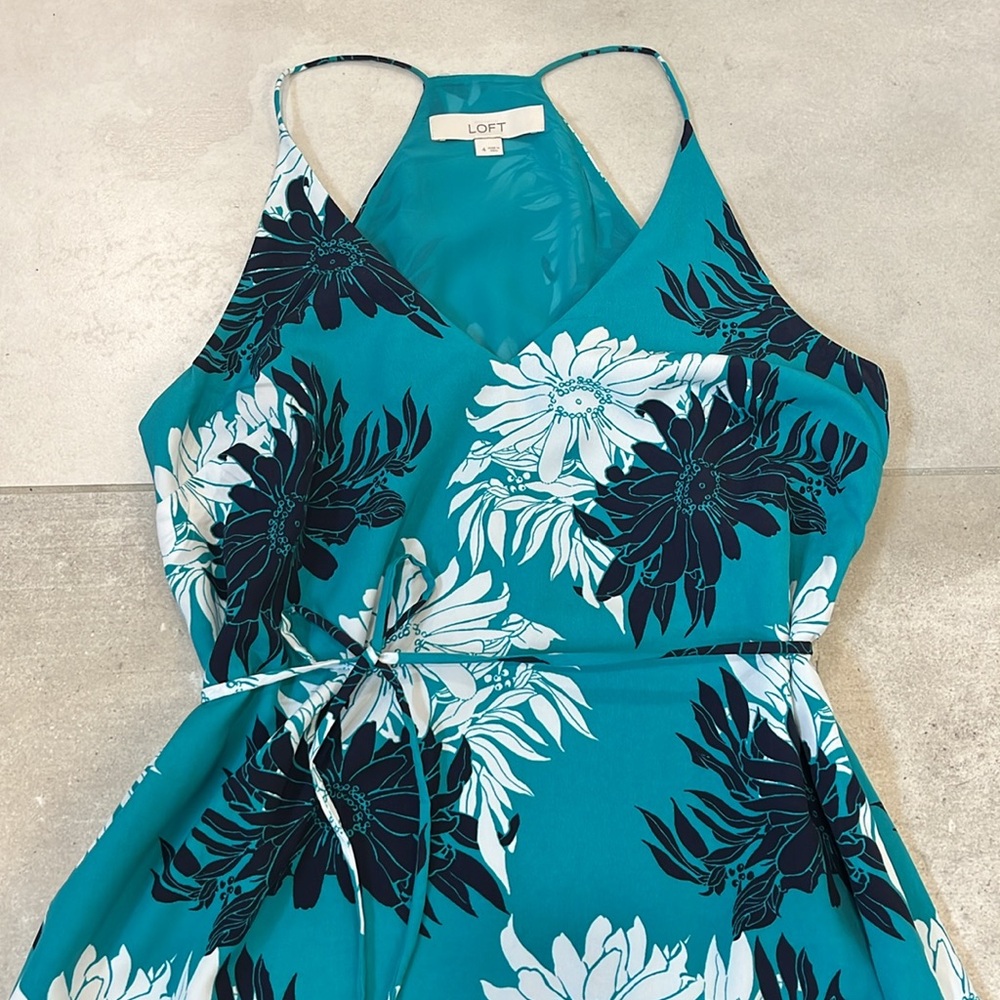 LOFT Turquoise Floral Maxi Dress - Picture 2 of 8